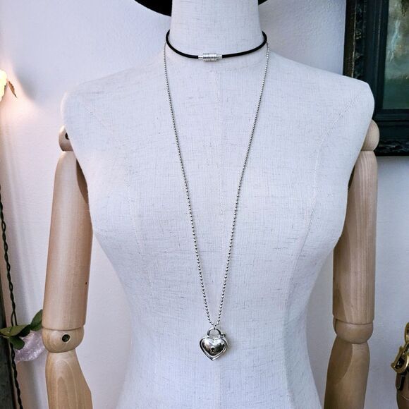 Vintage Tiffany & Co. Large Heart Padlock & Key 18k Silver Pendant Necklace 34” - Picture 7 of 8